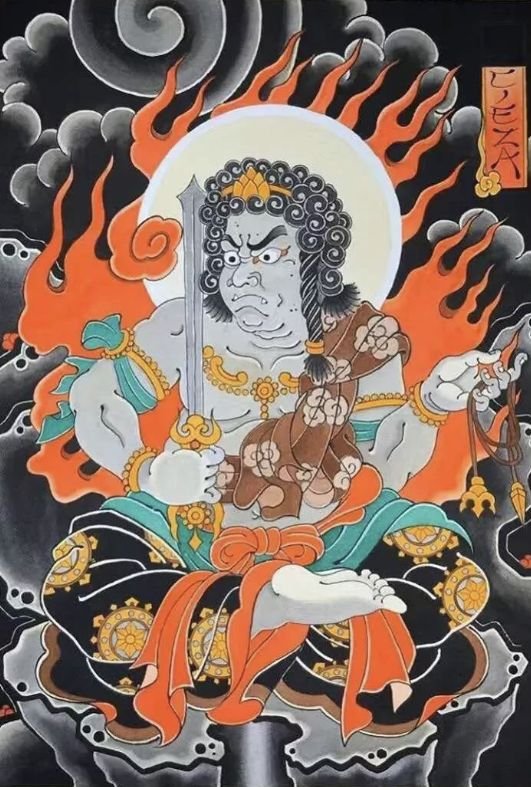 Hình xăm Phật giáo phong cách Nhật Bản, màu sắc rực rỡ, chi tiết tinh xảo, chất lượng HD.